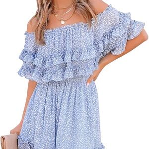 Blue Off Shoulder Mini Dress